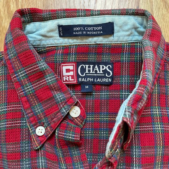 Chaps by Ralph Lauren Men's Button Down Short Sleeve Shirt Red Plaid Size Med - Picture 2 of 11